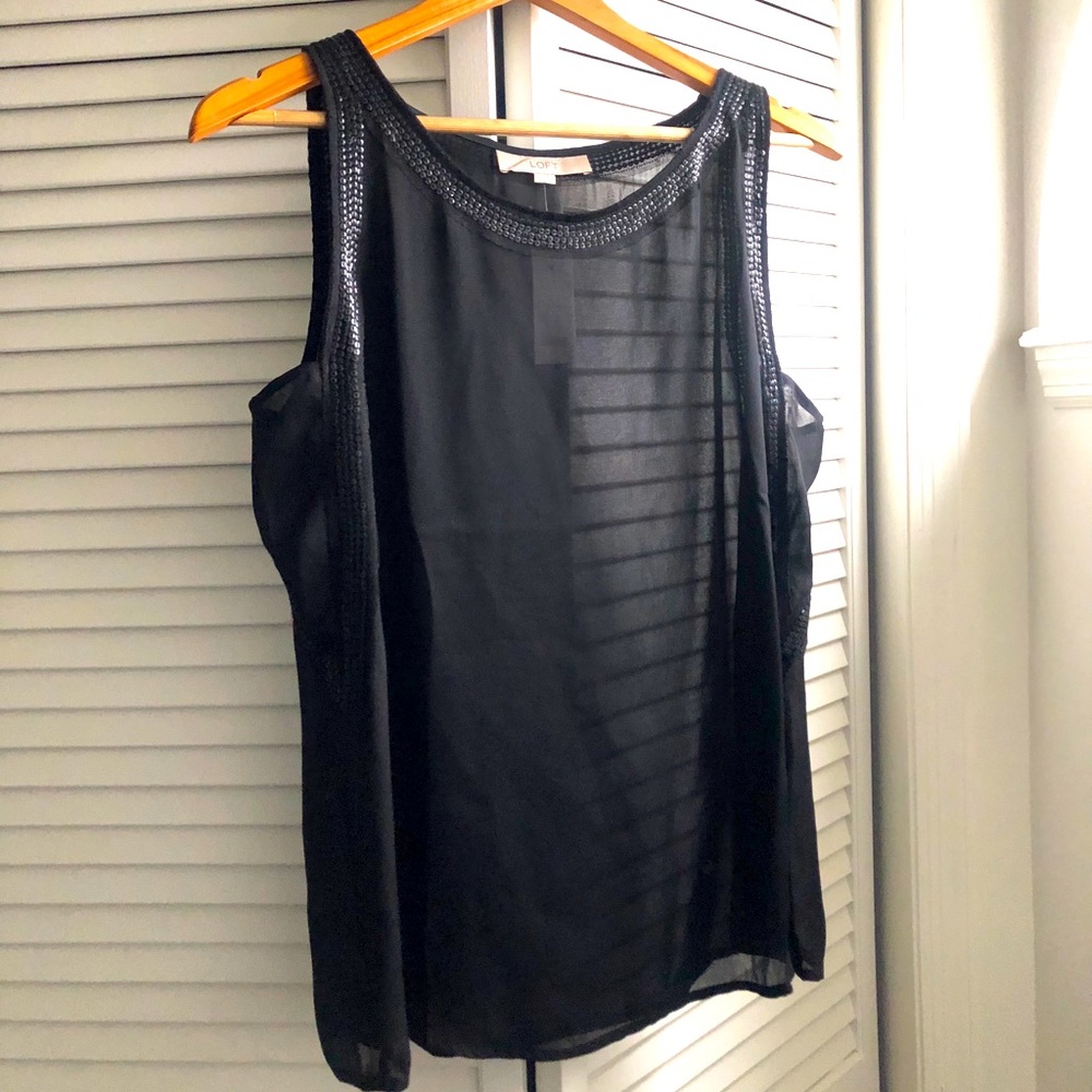 BNWT Loft black embellished tank Medium